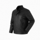Men's Black Leather Zip Front Button Shell Jacket