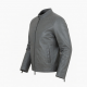 Men's Grey Vintage Leather Regular Fit Zip Front Shell Jacket
