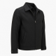 Men's Black Casual Wool Slim Regular Fit Zip Front Button Shell Jacket