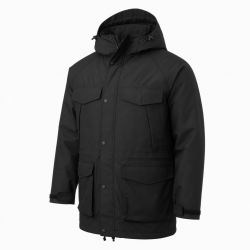Men's Black Waterproof Vintage Polyester Outdoor Performance Parka Jacket