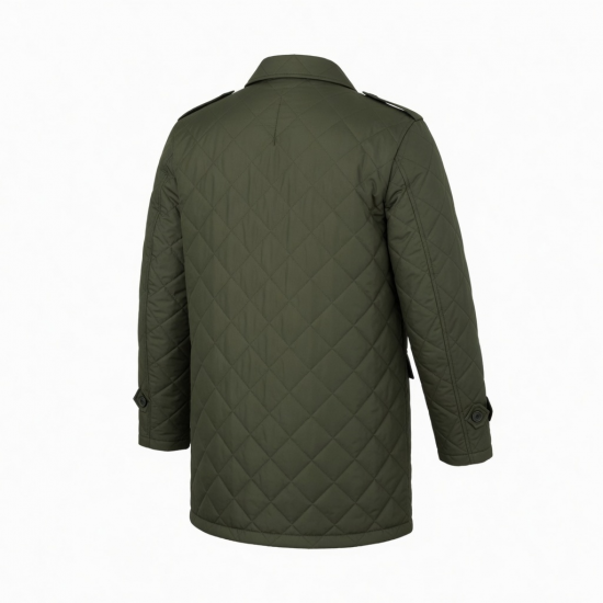 Men's Quilted Insulated Polyester Regular Fit Military Overcoat