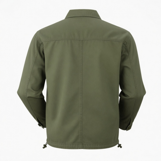 Men's Green Vintage Casual Cotton Performance Button Front Shell Jacket