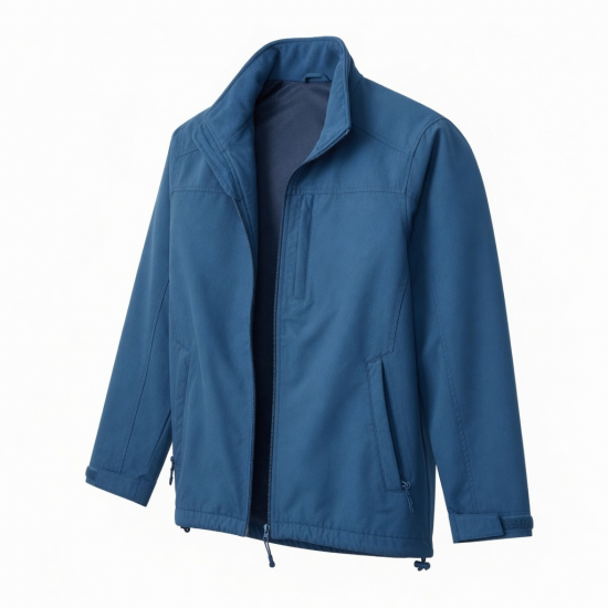 Men's Blue Vintage Casual Polyester Performance Zip Front Softshell Jacket