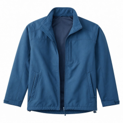 Men's Blue Vintage Casual Polyester Performance Zip Front Softshell Jacket