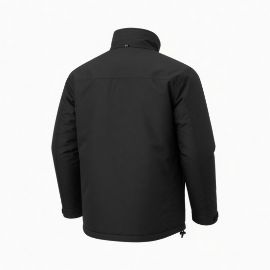 Men's Black Insulated Water Resistant Polyester Outdoor Shell Jacket