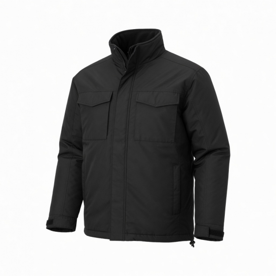 Men's Black Insulated Water Resistant Polyester Outdoor Shell Jacket