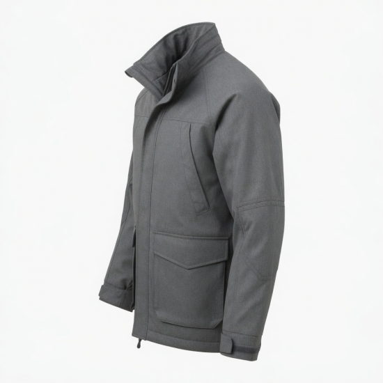 Men's Grey Vintage Casual Wool Travel Performance Shell Jacket