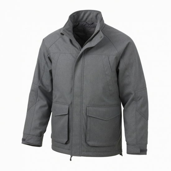 Men's Grey Vintage Casual Wool Travel Performance Shell Jacket