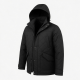 Men's Black Hooded Quilted Polyester Vintage Casual Motorcycle Jacket