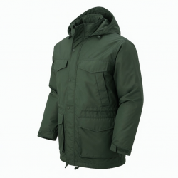 Men's Green Water Resistant Vintage Polyester Performance Parka Jacket