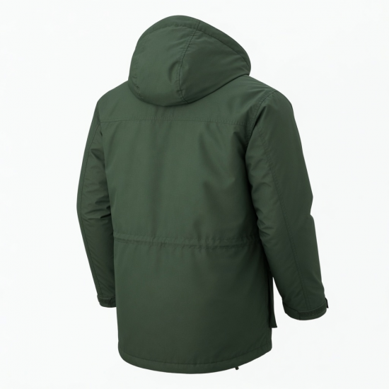 Men's Green Water Resistant Vintage Polyester Performance Parka Jacket