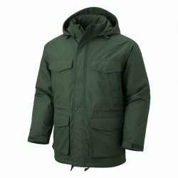 Men's Green Water Resistant Vintage Polyester Performance Parka Jacket