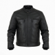 Men's Black Vintage Leather Performance Classic Zip Front Shell Jacket