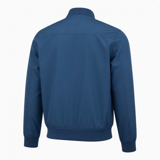 Men's Blue Lightweight Polyester Outdoor Hiking Zip Front Bomber Jacket