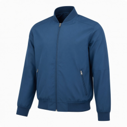 Men's Blue Lightweight Polyester Outdoor Hiking Zip Front Bomber Jacket