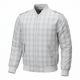 Men's White Checked Plaid Polyester Casual Regular Fit Bomber Jacket