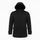 Men's Black Hooded Wool Regular Fit Button Front Shell Jacket