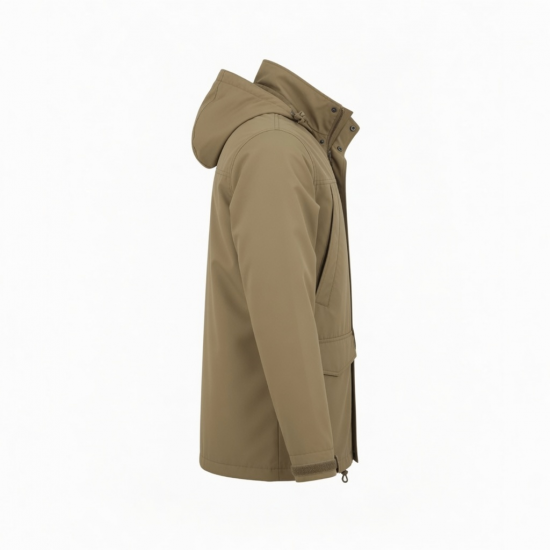 Men's Khaki Polyester Regular Fit Shell Jacket