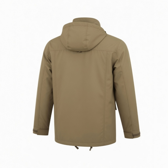Men's Khaki Polyester Regular Fit Shell Jacket