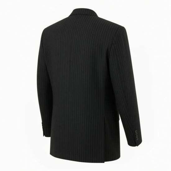 Men's Black Striped Vintage Wool Classic Formal Button Front Jacket