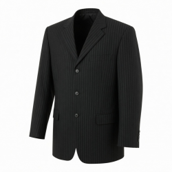 Men's Black Striped Vintage Wool Classic Formal Button Front Jacket