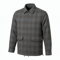 Men's Grey Checked Plaid Wool Shell Jacket