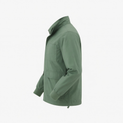 Men's Green Lightweight Casual Cotton Regular Fit Shell Jacket