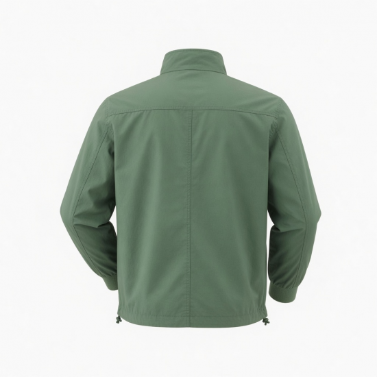 Men's Green Lightweight Casual Cotton Regular Fit Shell Jacket