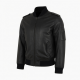 Men's Black Leather Regular Fit Bomber Jacket