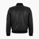 Men's Black Leather Regular Fit Bomber Jacket