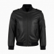 Men's Black Leather Regular Fit Bomber Jacket