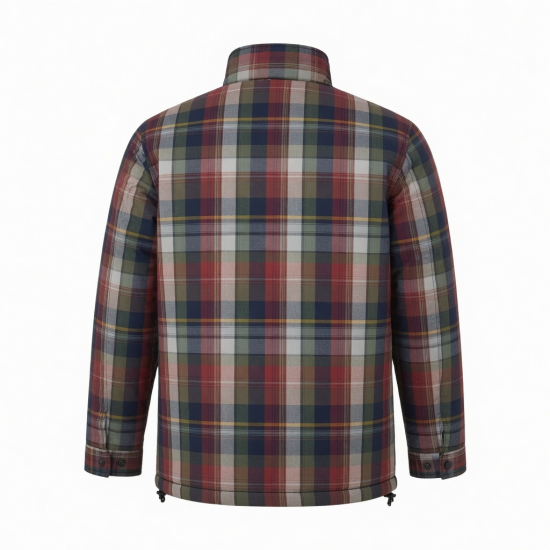 Men's Multicolour Insulated Checked Cotton Regular Fit Shell Jacket