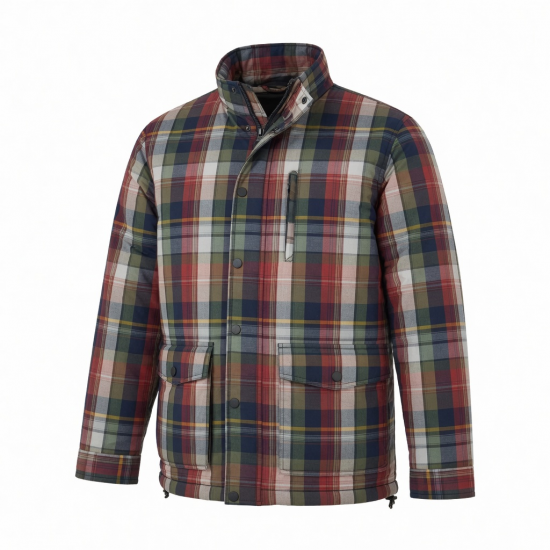 Men's Multicolour Insulated Checked Cotton Regular Fit Shell Jacket