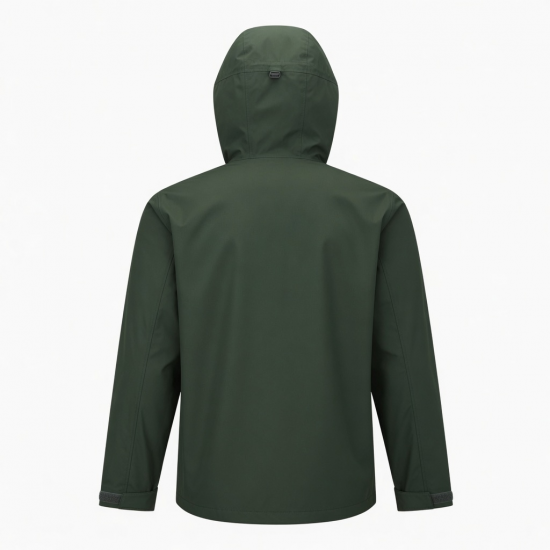 Men's Green Hooded Waterproof Regular Fit Shell Jacket