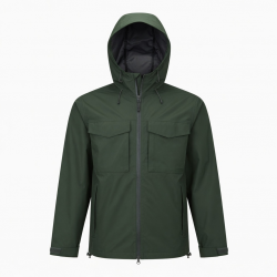 Men's Green Hooded Waterproof Regular Fit Shell Jacket
