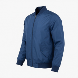 Men's Blue Lightweight Casual Polyester Regular Fit Bomber Jacket