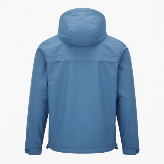 Men's Blue Lightweight Polyester Regular Fit Zip Front Parka Jacket