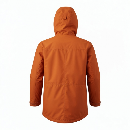 Men's Orange Waterproof Regular Fit Lined Parka Jacket