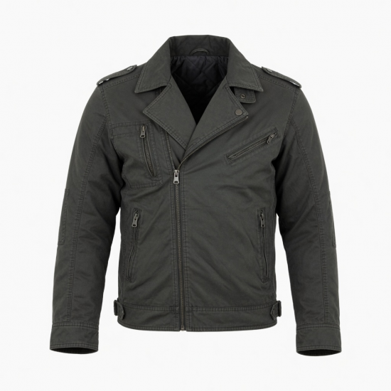Men's Vintage Polyester Outdoor Winter Biker Jacket