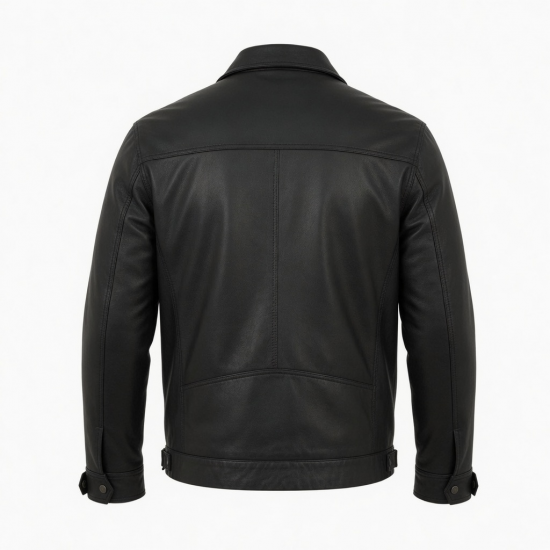 Men's Black Vintage Casual Leather Regular Fit Shell Jacket
