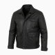 Men's Black Vintage Casual Leather Regular Fit Shell Jacket