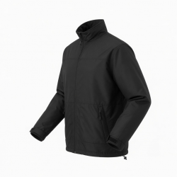 Men's Black Polyester Shell Jacket