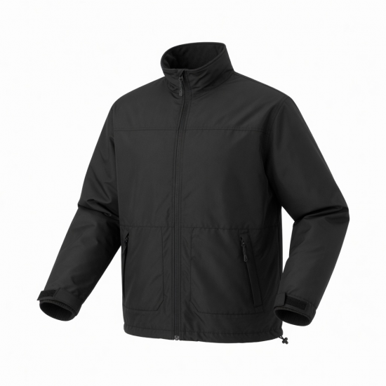 Men's Black Polyester Shell Jacket
