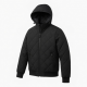 Men's Black Hooded Quilted Travel Workwear Zip Front Bomber Jacket