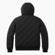 Men's Black Hooded Quilted Travel Workwear Zip Front Bomber Jacket
