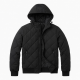 Men's Black Hooded Quilted Travel Workwear Zip Front Bomber Jacket