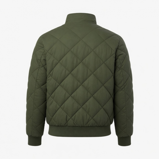 Men's Green Quilted Insulated Cotton Vintage Classic Puffer Jacket