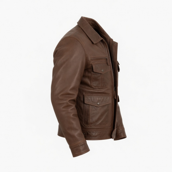 Men's Brown Lightweight Vintage Leather Travel Motorcycle Jacket