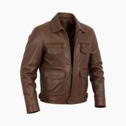 Men's Brown Lightweight Vintage Leather Travel Motorcycle Jacket