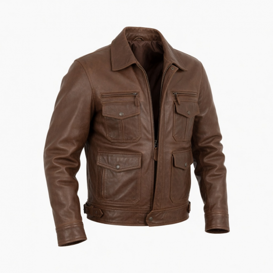 Men's Brown Lightweight Vintage Leather Travel Motorcycle Jacket